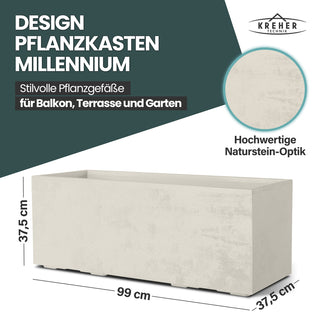 XL Pflanzkübel 'Millennium' 100 Liter, rechteckig in Creme Weiß