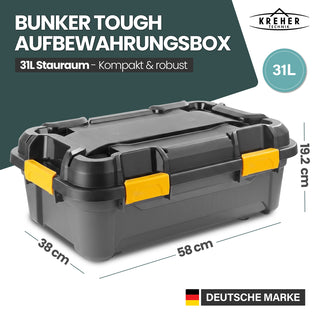 Wasserdichte Aufbewahrungsbox 'Bunker' 31 Liter mit Deckel - IP67 (Set wählbar)