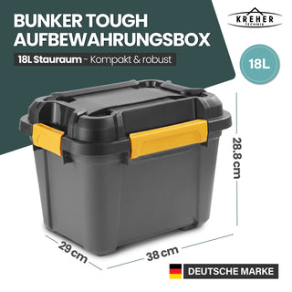Wasserdichte Aufbewahrungsbox 'Bunker' 18 Liter mit Deckel - IP67 (Set wählbar)