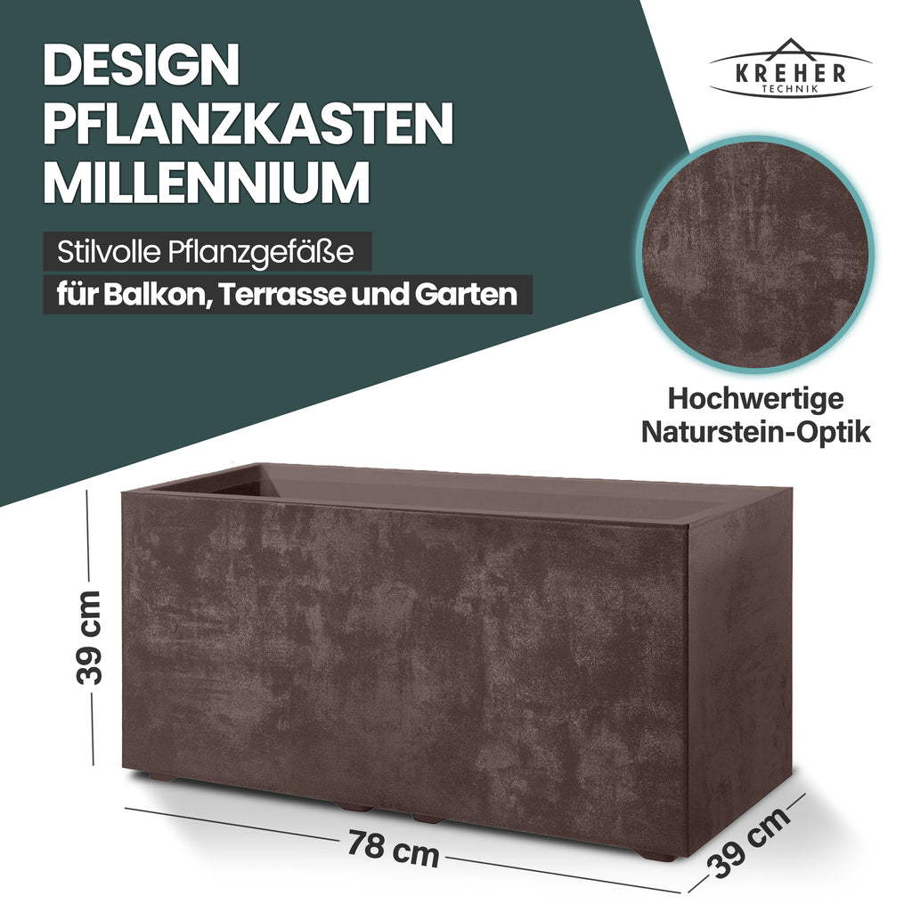 XL Pflanzkübel 'Millennium' 73 Liter, rechteckig in Braun – Kreher Technik