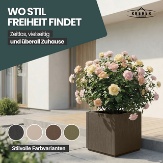 3 x Pflanzkasten "Ethica" in Struktur Optik schmale Version (Taupé)