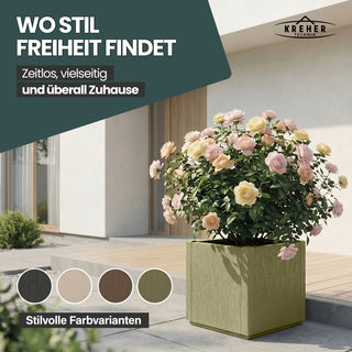 2 x Pflanzkasten "Ethica" in Struktur Optik schmale Version (Olivgrün)