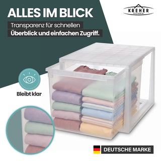 Schubladenbox 52 Größe XXL, 48 Liter - extra tief und hoch (weiss, transparent)