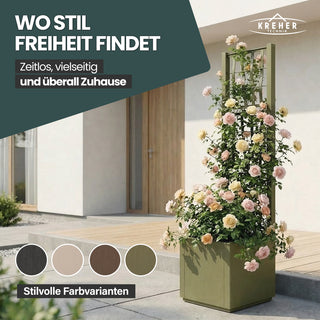 Set: 2 x XL SPALIER 'Ethica' - 36 x 36 x 140 cm - in Struktur Optik - schmale Version - in Olivgrün
