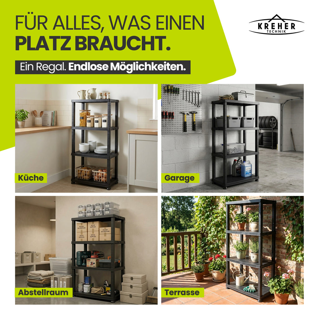Kunststoffregal „Neo“ mit 4 Böden - 30 kg pro Boden