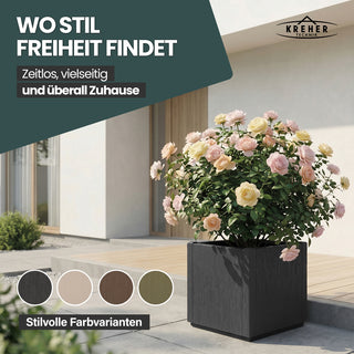 3 x Pflanzkasten "Ethica" in Struktur Optik schmale Version (Anthrazit)