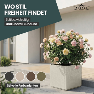 3 x Pflanzkasten "Ethica" in Struktur Optik schmale Version (Beige)