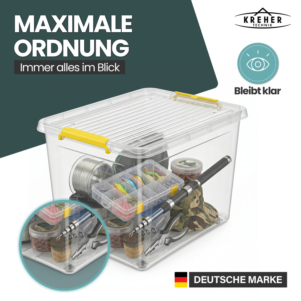 POPETPOP Aufbewahrungsbox Mit Deckel – Transparent, 35x10x10 Cm, Mit Griff, Für Stifte, Pinsel, Haaraccessoires & Bastelbedarf