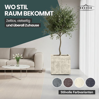 2 x Pflanzkübel 'Millennium' 80 Liter, eckig in Creme Weiß