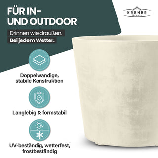 Rollbarer XXL Pflanzkübel "Millennium" 80 Liter in Creme Weiß