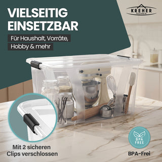 Aufbewahrungsbox 'Master' Box mit Deckel - 80 Liter Volumen, in Transparent