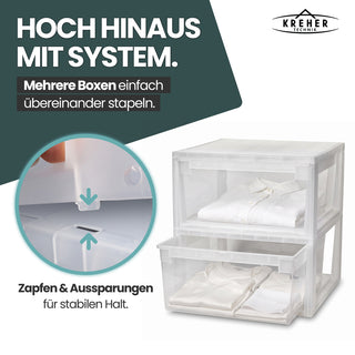 Schubladenbox Größe L, Volumen 23 Liter (weiss, transparent)