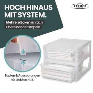 Schubladenbox 52 Größe XL, 22 Liter - extra tief und halbhoch (weiss, transparent)