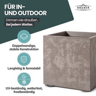 XL Pflanzkübel 'Millennium' 40 Liter, eckig in Sandbraun
