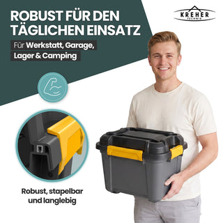Wasserdichte Aufbewahrungsbox 'Bunker' 18 Liter mit Deckel - IP67 (Set wählbar)
