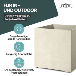 XL Pflanzkübel 'Millennium' 40 Liter, eckig in Creme Weiß
