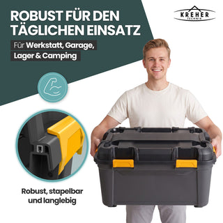 Wasserdichte Aufbewahrungsbox 'Bunker' 120 Liter mit Deckel - IPX7 (Set wählbar)