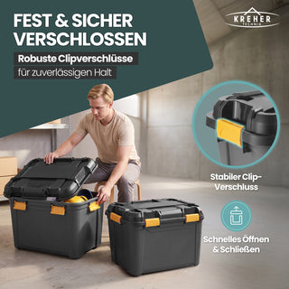 Wasserdichte Aufbewahrungsbox 'Bunker' 160 Liter mit Deckel - IPX7 (Set wählbar)