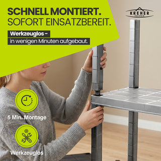 3 x Kunststoffregal „Neo“ mit 4 Böden - 30 kg pro Boden - Grau