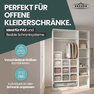 Schubladenbox 52 Größe XXL, 48 Liter - extra tief und hoch (weiss, transparent)