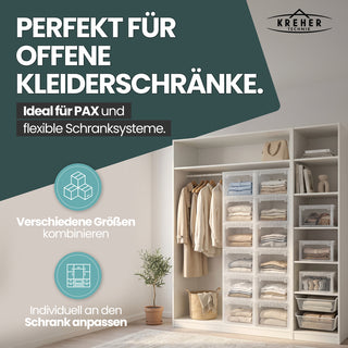 Set: 2 x Schubladenbox Größe L, Volumen 23 Liter (weiss, transparent)