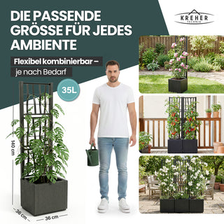 XL SPALIER 'Ethica' - 36 x 36 x 140 cm - in Struktur Optik - schmale Version - in Anthrazit