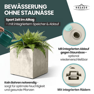 XL Pflanzkübel 'Millennium' 80 Liter, rollbar, eckig in Creme Weiß