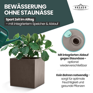 XL Pflanzkübel 'Millennium' 40 Liter, eckig in Sandbraun