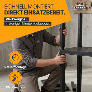 Schwerlastregal „Evo“ mit 5 Böden - 35 kg pro Boden - Schwarz