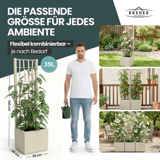 XL SPALIER 'Ethica' - 36 x 36 x 140 cm - in Struktur Optik - schmale Version - in Beige