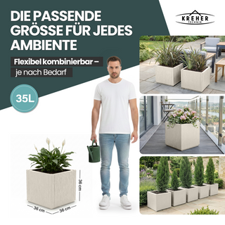 2 x Pflanzkasten "Ethica" in Struktur Optik schmale Version (Beige)
