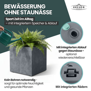 XL Pflanzkübel 'Millennium' 80 Liter, rollbar, eckig in Grau
