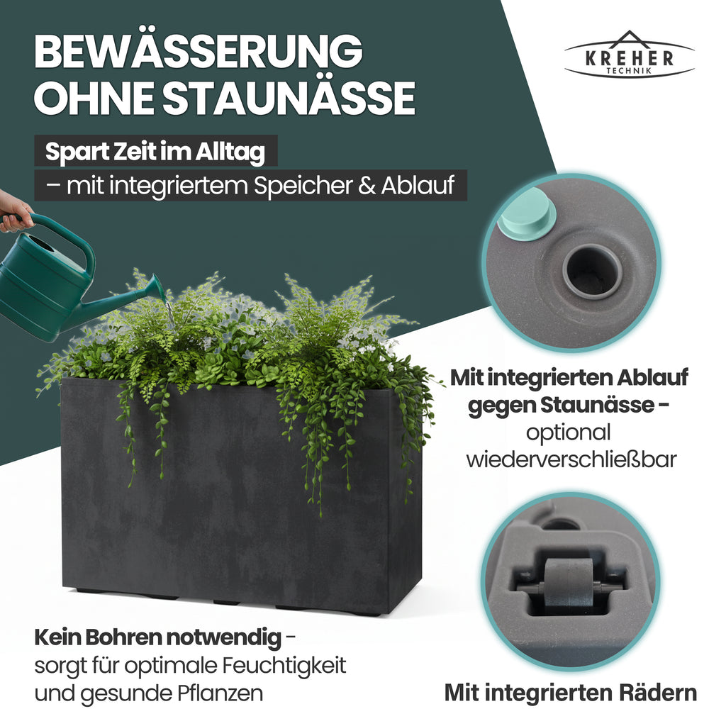 staunässe blumenkasten XXL Sichtschutz Pflanzkasten 'Millennium Fence' in Anthrazit – Kreher Technik