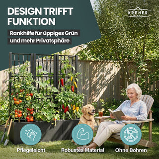 Set: 2 x XL SPALIER 'Ethica' - 36 x 36 x 140 cm - in Struktur Optik - schmale Version - in Anthrazit
