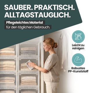 Set: 2 x Schubladenbox Größe L, Volumen 23 Liter (weiss, transparent)