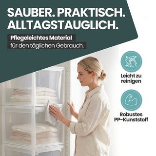 Set: 2 x Schubladenbox 52 Größe XXL, 48 Liter - extra tief und hoch (weiss, transparent)