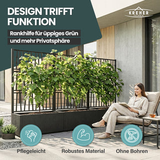 XL SPALIER 'Ethica' - 80 x 36 x 140 cm - in Struktur Optik - breite Version - in Anthrazit