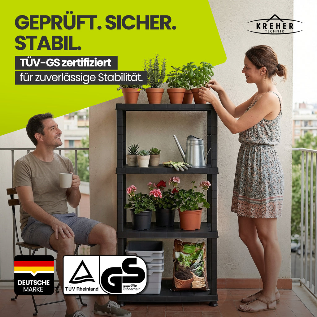 Kunststoffregal „Neo“ mit 4 Böden - 30 kg pro Boden