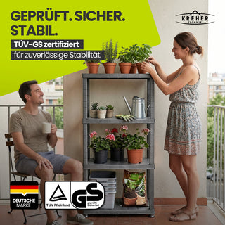 Kunststoffregal „Neo“ mit 4 Böden - 30 kg pro Boden - Grau