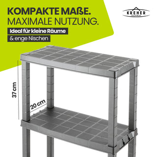 3 x Kunststoffregal „Neo“ mit 4 Böden - 30 kg pro Boden - Grau