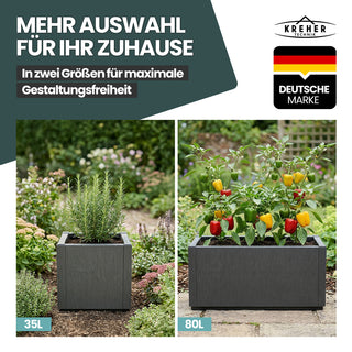 2 x Pflanzkasten "Ethica" in Struktur Optik schmale Version (Anthrazit)