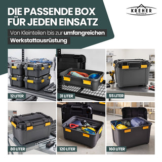 Wasserdichte Aufbewahrungsbox 'Bunker' 18 Liter mit Deckel - IP67 (Set wählbar)