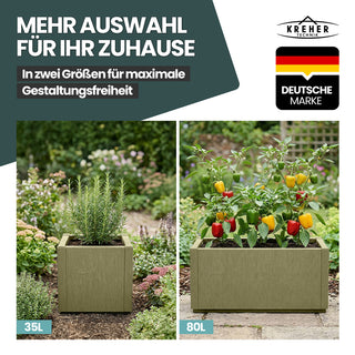 2 x Pflanzkasten "Ethica" in Struktur Optik schmale Version (Olivgrün)