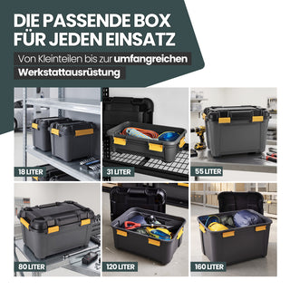 Wasserdichte Aufbewahrungsbox 'Bunker' 12 Liter mit Deckel - IP67 (Set wählbar)
