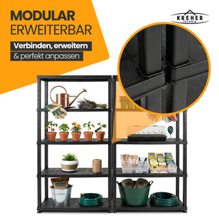 Schwerlastregal „Evo“ mit 5 Böden - 35 kg pro Boden - Schwarz
