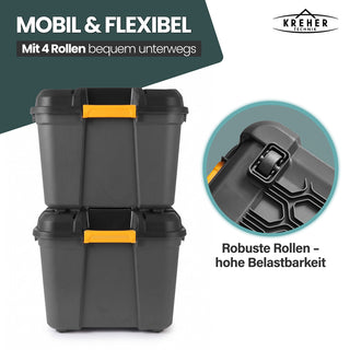 Wasserdichte Aufbewahrungsbox 'Bunker' 160 Liter mit Deckel - IPX7 (Set wählbar)