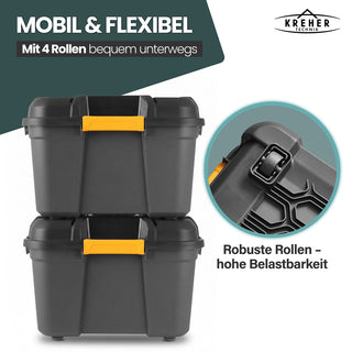 Wasserdichte Aufbewahrungsbox 'Bunker' 120 Liter mit Deckel - IPX7 (Set wählbar)