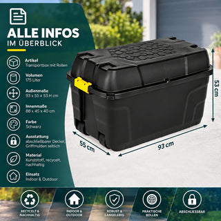 2 x XXL Transportbox "Heavy Duty" mit Deckel - rollbar - 175 Liter Volumen