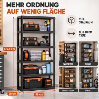 UNIVERSO - Schwerlastregal mit 5 Böden - 90 x 40 x 174,5 cm (Set wählbar)
