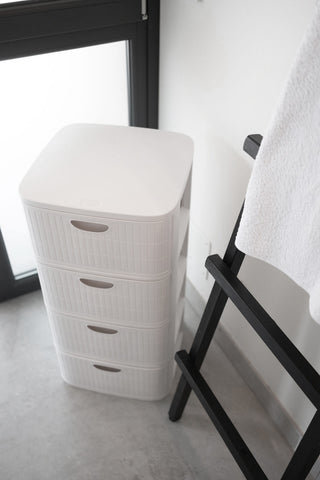 XL Schubladentower 'Domus' in Rillen-Optik, rollbar (Farbe wählbar)